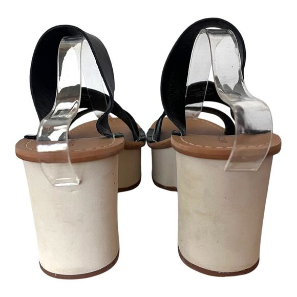 LUCKY BRAND Mimya Womens Leather Open Toe Wedge Sandals Women’s 9 Black Platform - Picture 3 of 10